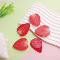 100 pièces de mini-perles en résine en forme de fraise, 34*44MM, sans trou, à dos plat, en forme de tranches de fruits, embellissements pour loisirs créatifs et accessoires de scrapbooking