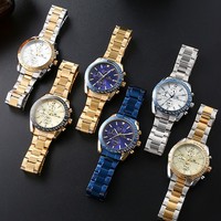Montre chronographe pour homme, cadran noir, bracelet en acier, lunette tachymetre, date 24 heures, aiguilles lumineuses