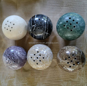 Quemador de Incienso Mubkhara de Mármol Travertino Verde, Blanco, Negro, Morado, Marrón y Beige - Product Image 4