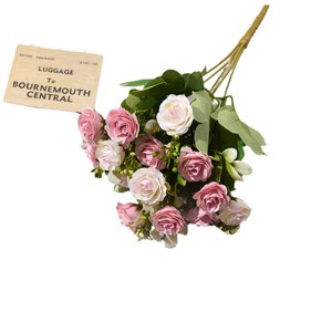 Bouquet de fleurs artificielles en soie Nordic Rose à 15 têtes pour mariage, décoration de la maison, salon, table à manger - Product Image 5