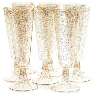 Qualidade Premium 5OZ Plástico para Flautas De Champanhe com Gold Glitter Rim Copos Descartáveis Para Festas - Product Image 5