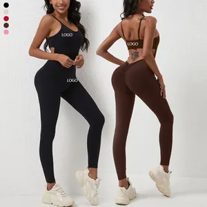 Xw LCK-11Women 'S Mouwloze Bodysuit Slim Fit Stretch Met Nylon En Spandex Billen Lifting Jumpsuit Workout Yoga Bodysuit