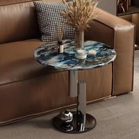 Mobilier moderne de luxe Table basse Design acier inoxydable marbre pierre frittée Table d'angle latérale pour salon Table basse