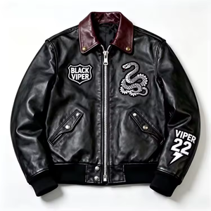 <span class=keywords><strong>Blouson</strong></span> de motard vintage personnalisé de haute qualité pour <span class=keywords><strong>homme</strong></span>, brodé, style bomber, streetwear, manteau de moto, <span class=keywords><strong>blouson</strong></span> de motard en <span class=keywords><strong>cuir</strong></span> imprimé - Product Image 1