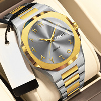 Jam Tangan Quartz Pria Tahan Air Logo Custom Mewah Lapis Emas Olahraga Bercahaya Multi Fungsi Bisnis Luar Ruangan