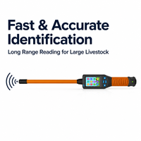 Lecteur RFID portable FDX B HDX 134,2 kHz pour identification animale, scanner d'oreilles pour la gestion du bétail (bovins, ovins, caprins)
