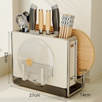 Porte-couteaux multifonctionnel en métal, support pour couvercles de casseroles, étagère de rangement de cuisine durable, installation à deux voies