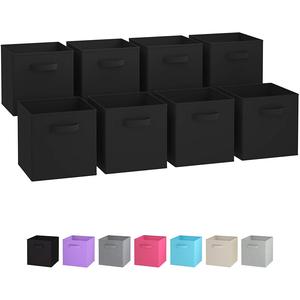 Black 28cm Home Office Polypster Clothes Dresser Kids Foldable Storage Bins Cubes Boxes For Organization
