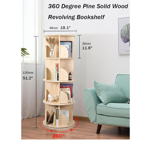 Rotating Bookshelf 360 Degrees 4 Tier <strong>Stack</strong> Able Solid Wood Bookshelf Organizer Storage Display Rack Floor Standing <strong>Bookcase</strong> - Product Image 4