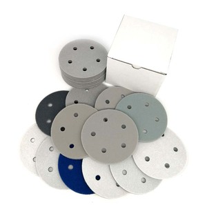 Disque de ponçage en mousse de 5 pouces à 5 trous avec fixation auto-agrippante, abrasif, pour ponçage humide et sec, idéal pour le métal, le bois et le polissage de meubles - Product Image 1