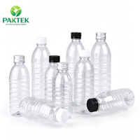 Bouteille d'eau en plastique PET vide, transparente, pour eau minérale, jus, boissons, avec bouchon à vis