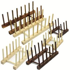 JUNJI Bamboo Wooden Dish <strong>Rack</strong> <strong>Plates</strong> Holder Kitchen <strong>Cupboard</strong> Shelf Storage <strong>Rack</strong> - Product Image 5