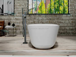 Baignoire autoportante en pierre à surface solide au design classique américain moderne avec fonction de trempage et accessoire d'égouttage pour salles de bain - Product Image 6