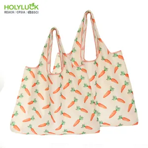 Factory Bulk Reusable shopping bags Lovely carrot design Recycled & Reusable polyester shopping bag foldable function