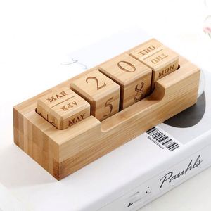 Yy643 Wholesale Custom Folk Art Style Wooden Office Desk Cube <b>Building</b> <b>Block</b> Calendar Base With Logo - Product Image 2