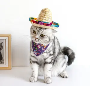 Phụ Kiện Thú Cưng Mũ Cho Chó Mũ Rơm Mini Sombrero Cho Mèo Mexico Cho Thú Cưng Nhỏ Mèo Con