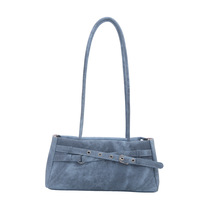Sac à bandoulière en jean vintage pour femme, grande capacité, avec détail ceinture, fermeture éclair fluide, idéal pour les trajets quotidiens