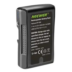 NeewerVマウント/Vロックバッテリー-95Wh 14.8V 6600mAhブロードキャストビデオカムコーダー用充電式リチウムイオンバッテリー