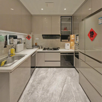 Armoire de cuisine design moderne vert blanc contreplaqué MDF mélamine portes en verre marbre stratifié charnière de robinet cuisine modulaire
