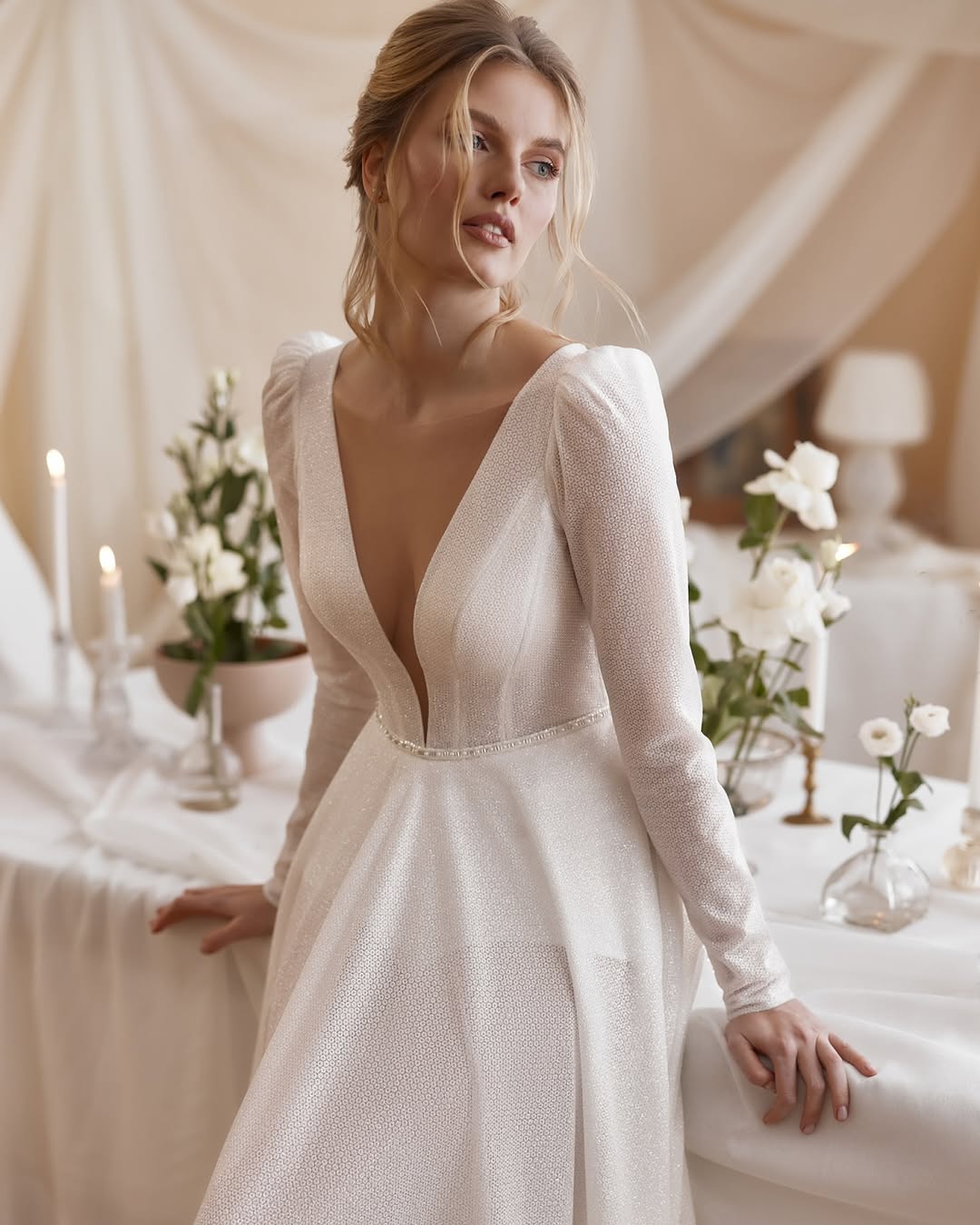 white sequin long sleeve mini dress White Sequin Round-Neck Long Sleeve Feather Short Party Dress – Modsele