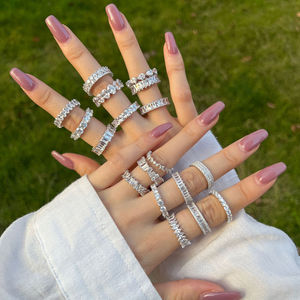 Anillo de circonita cúbica de plata de ley para hombres y mujeres, joyería alta para bodas, propuestas, fiestas, Estilo clásico - Product Image 3