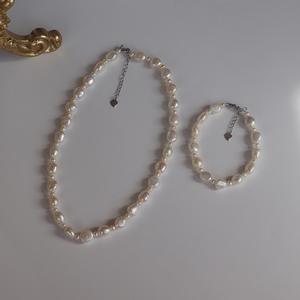 Collier élégant en argent 925 avec perle baroque, chaîne de clavicule à forte luminosité avec dentelle, polyvalent pour le tempérament des filles - Product Image 2