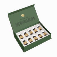 Boîte d'emballage rigide personnalisable haut de gamme, pelliculage mat, gaufrage, recyclable, 10 flacons de 2 ml/3 ml, carton noir magnétique, EVA