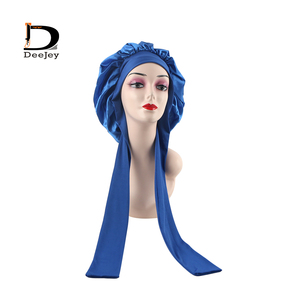 <span class=keywords><strong>Bonnet</strong></span> de nuit en satin de soie réglable avec lien et écharpe, logo personnalisé, faible MOQ - Product Image 3