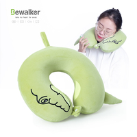 Kit d'oreiller et de coussin ergonomique respirant en mousse à mémoire de forme de dessin animé vert, soutien du cou, de la taille et du bas du dos, coussin de siège de chaise