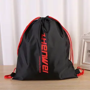 Promotional Nylon Polyester Drawstring Backpack Bags Custom Logo Polyester Drawstring Sports Bag For Gym Traveling