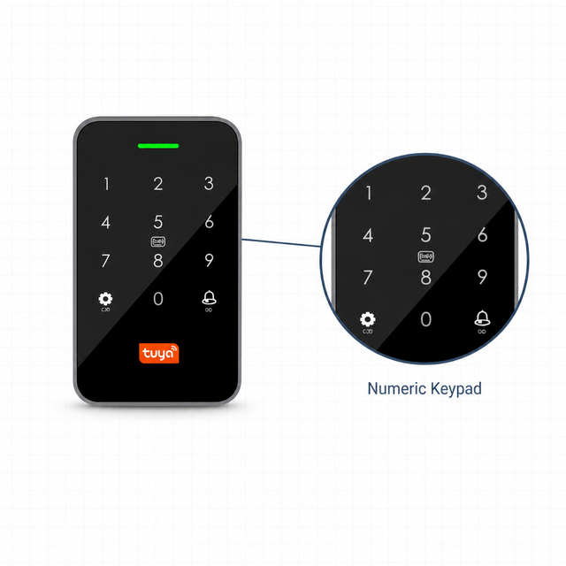 Tuya Bluetooth ABS Access Control Keypad Terminal with 1000 IC Cards and 1000 Passwords NFC Mobile App Entry Support for Doors