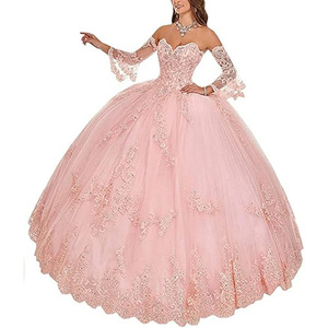 S1150N New Hot Selling Sweetheart Lace Applique Long Sleeve Trumpet Sleeve Floor Length Ball Gown Mermaid Quinceanera Evening - Product Image 4