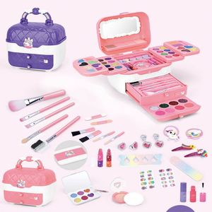 72-Piece Plastic Kids Makeup Kit with Washable Real Makeup Pretend Play Brush Set for Ages 14 & up