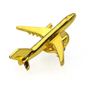 Pin chapado en oro y Metal personalizado, insignias para manualidades, insignia de avión de lujo, broche de joyería