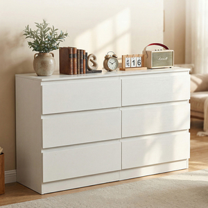 <span class=keywords><strong>Commode</strong></span> <span class=keywords><strong>moderne</strong></span> en bois à 6 tiroirs avec poignées dissimulées, meuble de rangement spacieux pour <span class=keywords><strong>chambre</strong></span>, salon et entrée - Product Image 1