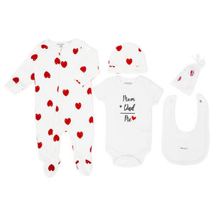 Conjunto de ropa de bebé recién <span class=keywords><strong>nacido</strong></span> Paquete de 5 uds. al por mayor peleles de bebé pijamas babero manopla calcetines sombrero algodón niño niña mameluco conjunto de ropa de bebé - Product Image 3