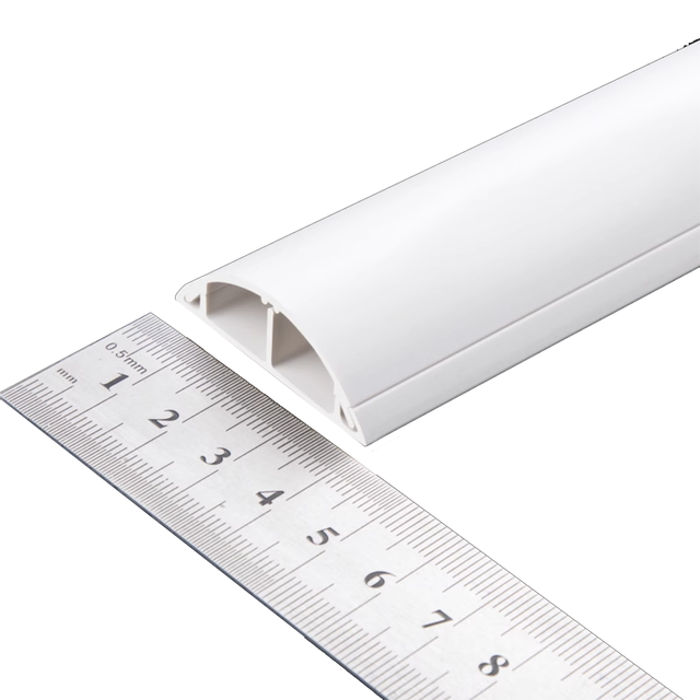 No.4 40mm/1.57"H Outer Width White Plastic Pvc Cable Trunking Floor Cord Cover With Adhesive Backing Electrical Decorative