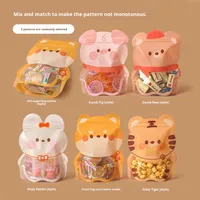 Sacs en Mylar personnalisés avec logo en forme d'animal, fermeture éclair, PET+PE, anti-odeur, pour emballages alimentaires, biscuits gommeux, bonbons, noix et lait