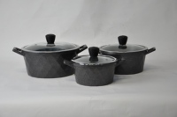 Peralatan masak murah Set panci masak ramah lingkungan antilengket cetakan keramik Casserole Set granit wajan penggorengan dapur Tiongkok perlengkapan berlian