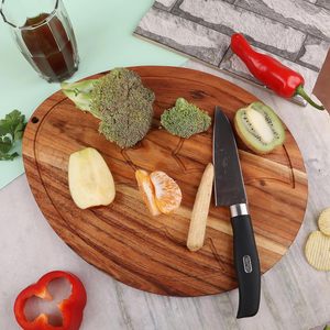 Tabla de cortar redonda de madera con ranura, bandeja de servir, tabla de charcutería de madera, tabla de cortar con diseño de conejo para la Pascua - Product Image 6
