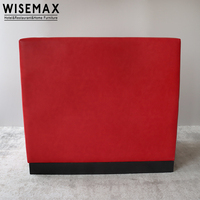 Canapé banquette en bois WISEMAX FURNITURE haut de gamme pour hôtel, café, restaurant, avec dossier design riveté en cuir PU rouge, à vendre