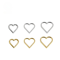 Thorrk Anneau de piercing segmenté articulé en titane ASTM F136, motif cœur, plaqué or PVD 18K, type clicker pour l'oreille