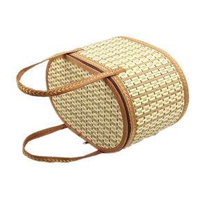 Cesto portaoggetti ovale rustico personalizzabile in bambù intrecciato per Mooncake, Dazha e Zongzi, ideale come confezione regalo - Product Image 3