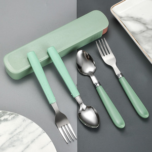 Regalo de promoción barato, cuchillo de acero inoxidable, tenedor, cuchara, palillos, Picnic al aire libre, juego de cubiertos portátil con estuche para niños - Product Image 3