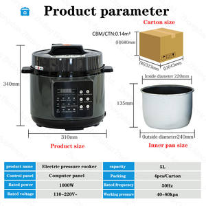 Olla a Presión Eléctrica Inteligente de 5L, Digital, <span class=keywords><strong>8</strong></span> <span class=keywords><strong>Litros</strong></span>, con Olla Interior de Acero Inoxidable, Servicio OEM ODM - Product Image 6