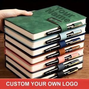 Factory Price Personalized Custom Leather Hardcover A5 Minimalist Textured Thread Sewing Bound 80 Sheets <b>Journaling</b> Notebook Pen - Product Image 2