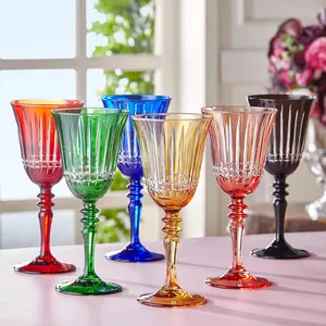 <span class=keywords><strong>Copas</strong></span> de Vino Modernas con Diseño Ondulado, <span class=keywords><strong>Cristal</strong></span> Tallado de Color Vintage, <span class=keywords><strong>Copas</strong></span> de Vino Coloridas en Verde, Rosa, <span class=keywords><strong>Rojo</strong></span> y Azul - Product Image 6