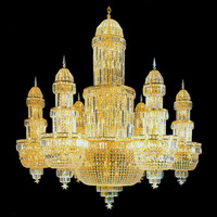 Lustre en cristal arabe de luxe sur mesure, plaqué or, grand luminaire suspendu pour mosquée, hall d'hôtel, projets de palais