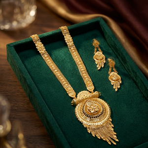 Wholesale Fashion Long Necklaces Set 14K 18K 24K Gold Filled Brass Jewelry Floral Design for Wedding Orthodox Religious Services - Product Image 5