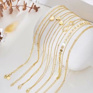 Dylam Femme Chaîne de cheville Infinity en argent plaqué or 14 carats, avec perles tennis, maille chevrons, maille serpent, maille trombone, maille délicate superposée - Product Image 3